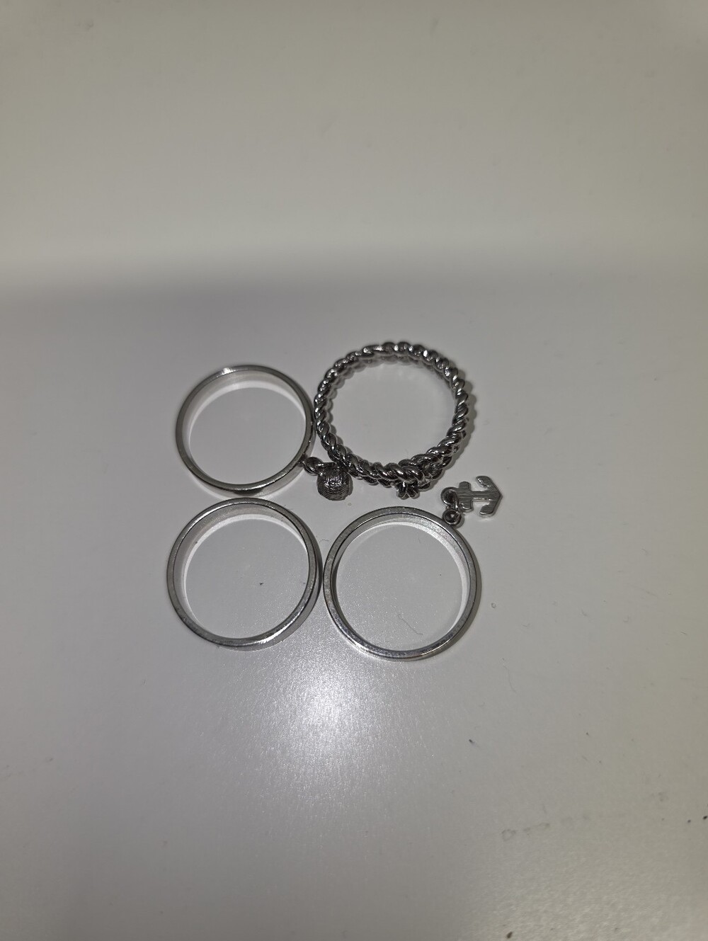 H&M Silver-Tone Dangle Charm Rings Stackable Set Of 4 Nautical - Picture 2 of 3